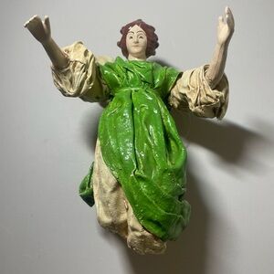 Vintage Cartapesta Style Christmas 8 Inch Flying Angel Ornament Tree Topper